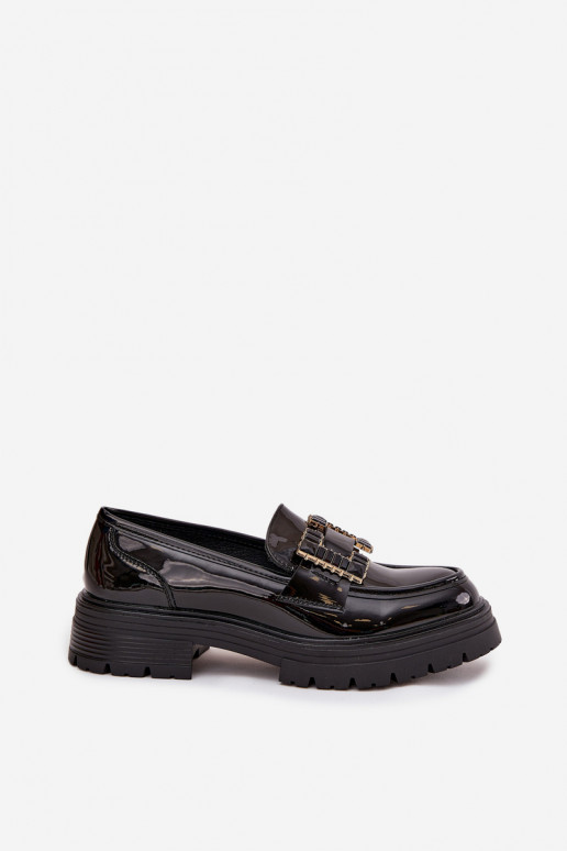 Women Leather Loafers with Decoration Black Ysandra