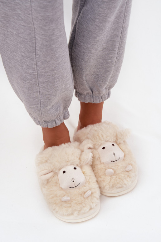 Fur Ladies Slippers Sheep Beige Sylline