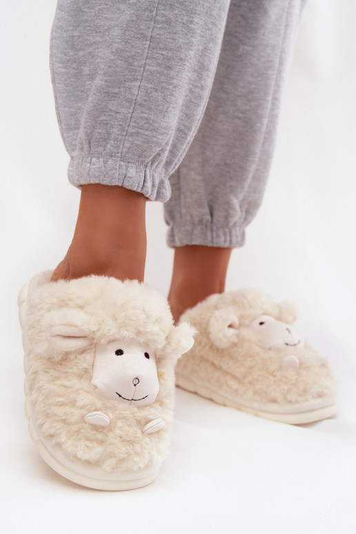 Fur Ladies Slippers Sheep Beige Sylline