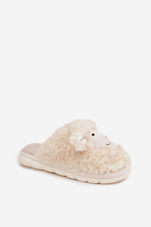 Fur Ladies Slippers Sheep Beige Sylline