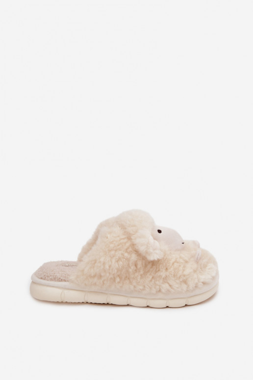 Fur Ladies Slippers Sheep Beige Sylline