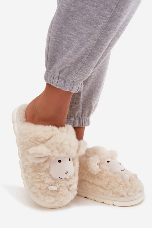 Fur Ladies Slippers Sheep Beige Sylline