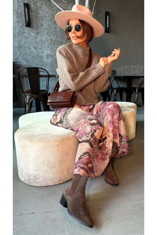 Suede Women's Block Heel Boots Insulated Brown Arelia