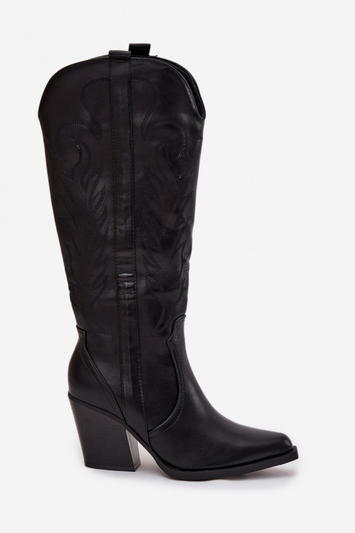 Cowboy Boots On Heel Eco Leather Insulated Black Zareen