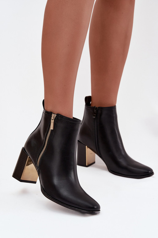 Women's Block Heeled Boots Made of Eco Leather Black Camilyn