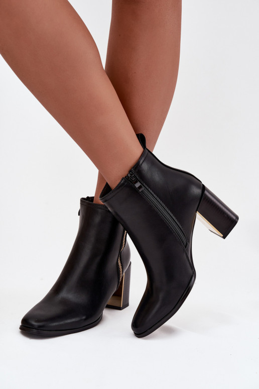Women's Block Heeled Boots Made of Eco Leather Black Camilyn