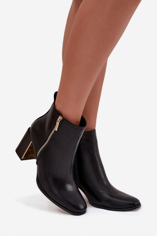 Women's Block Heeled Boots Made of Eco Leather Black Camilyn