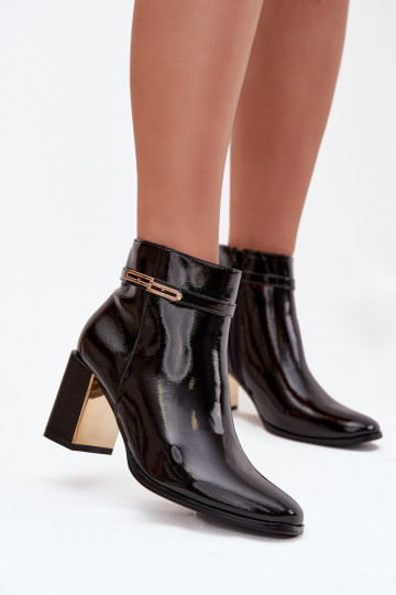 Patent leather ankle boots with strap black Dorelia 2