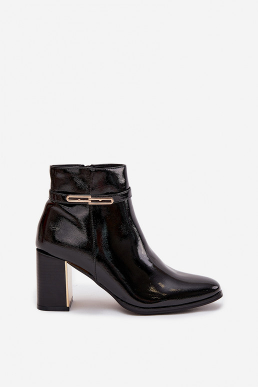 Patent leather ankle boots with strap black Dorelia