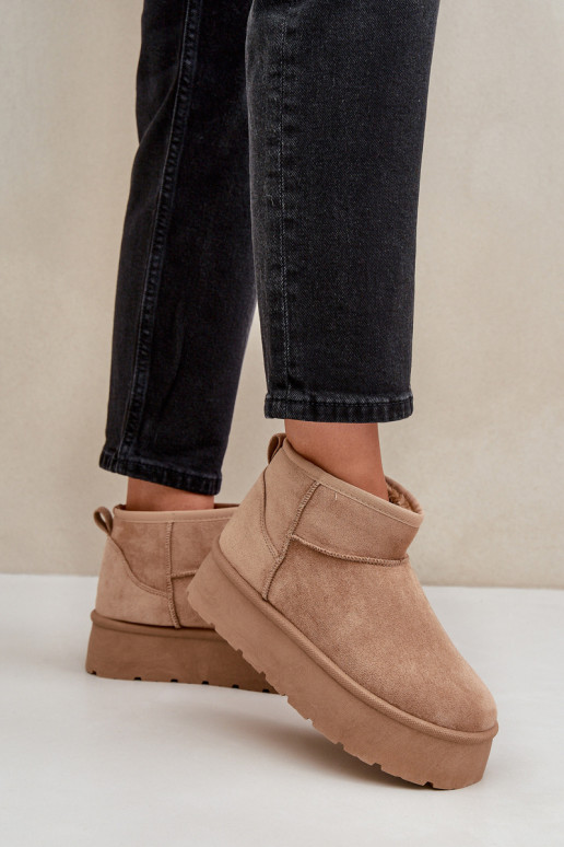 Womens Snow Boots On Platform Dark Beige Ninala