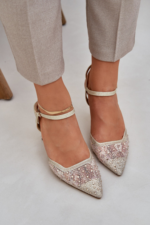 Zdobione SzpilkiwithOdkrytą Piętą Złote Nanadra