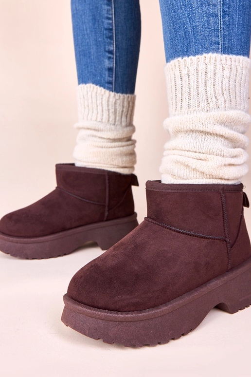 Brązowe śniegowce ocieplane na...