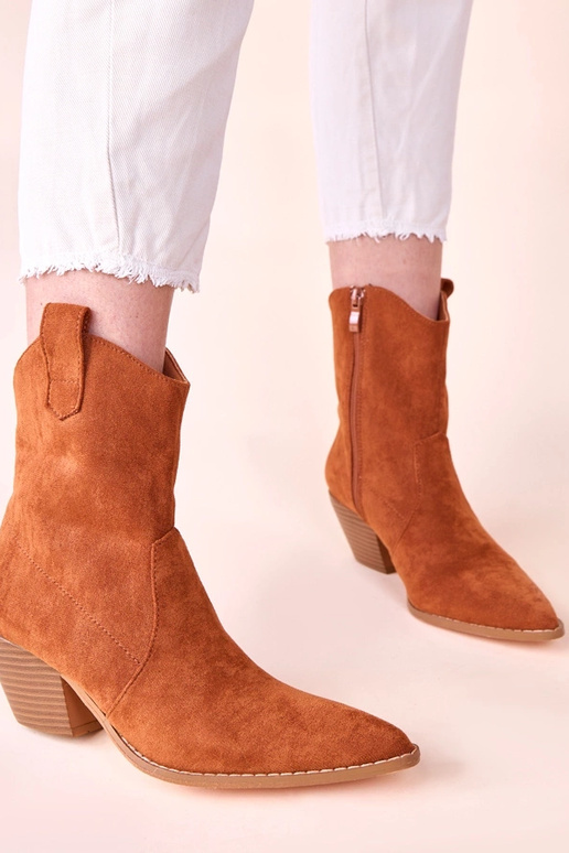 Brązowe kowbojki na słupku Alka