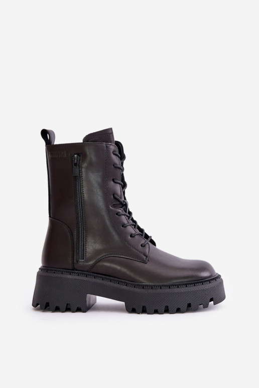 Leather Insulated Ankle Boots Workers Women's Big Star OO274A387 Black