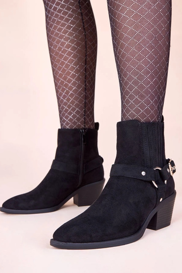 Czarne botki na słupku z...