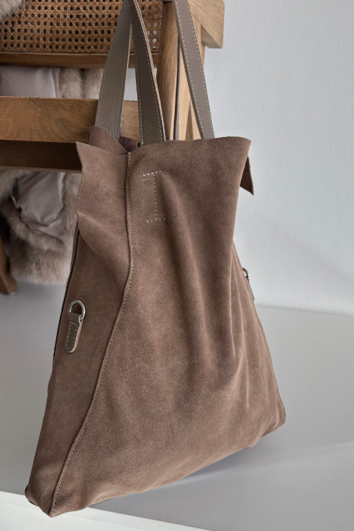 Suede Shopper Bag Dark Beige Miraya