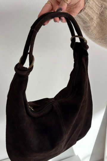 Bag Made of Natural Suede Chocolate Floriah