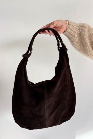 Bag Made of Natural Suede Chocolate Floriah 2