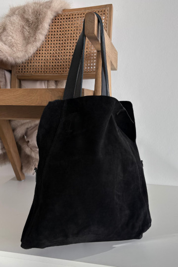 Suede Shopper Bag Black Miraya 2