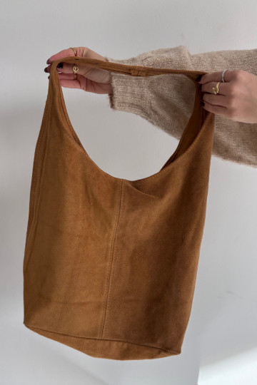 Skórzana Zamszowa Torebka Camel Rilith