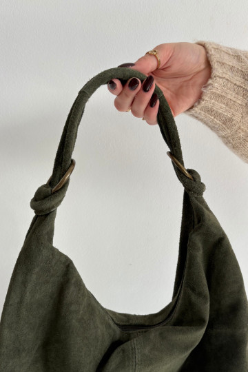 Bag Made of Natural Suede Dark Green Floriah