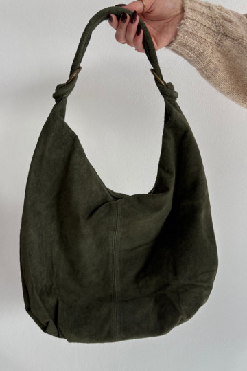 Bag Made of Natural Suede Dark Green Floriah 2