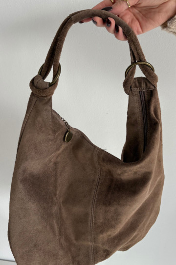Bag Made of Natural Suede Dark Beige Floriah 2