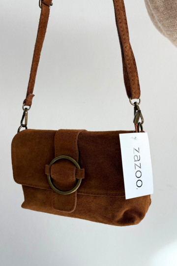 Leather Suede Small Bag Camel Jessel 2