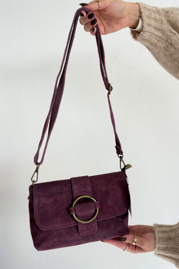 Leather Suede Small Bag Purple Jessel