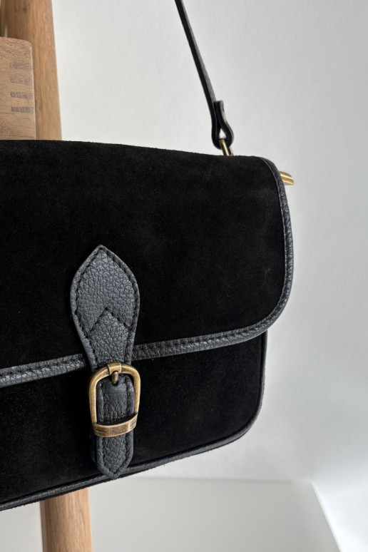 Leather Suede Messenger Bag Black Norla