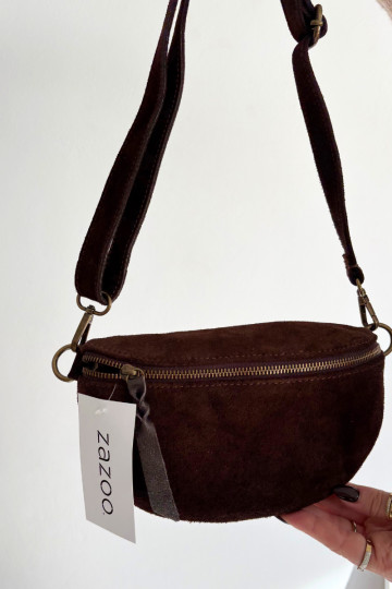 Leather Suede Bag Waist Bag Chocolate Wessa 2