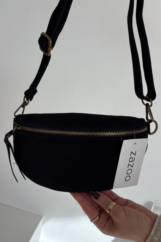 Leather Suede Waist Bag Black Wessa