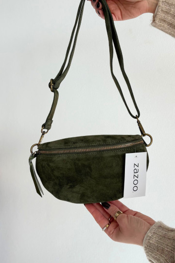 Leather Suede Waist Bag Green Wessa 2