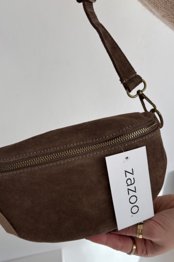 Leather Suede Belt Bag Brown Wessa 2