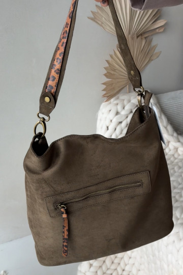 Eco suede bag dark green Deliane