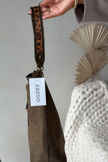 Eco suede bag dark green Deliane 2