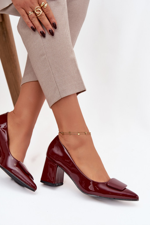 Patent Leather Heels with Decoration Bordeaux Isoline