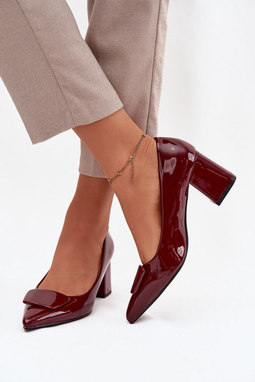 Patent Leather Heels with Decoration Bordeaux Isoline