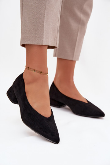 Block heel pumps with eco suede black Karielle