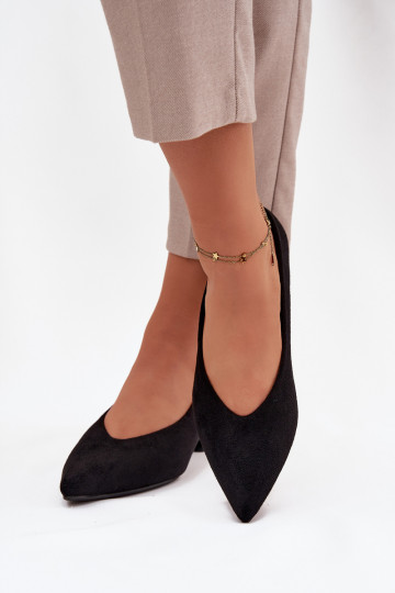 Block heel pumps with eco suede black Karielle 2