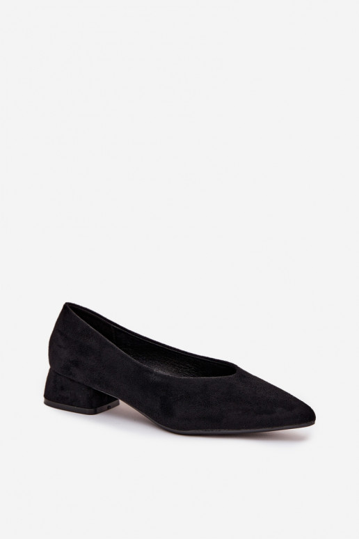 Block heel pumps with eco suede black Karielle