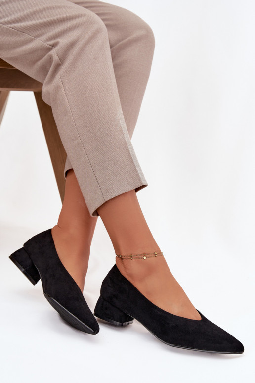 Block heel pumps with eco suede black Karielle