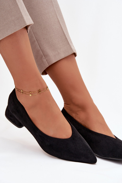 Block heel pumps with eco suede black Karielle