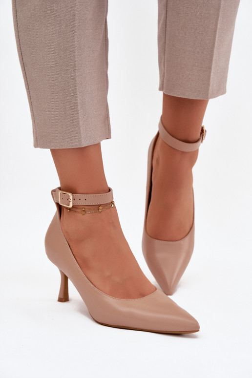 Heels Pumps with Strap Dark Beige Perrine