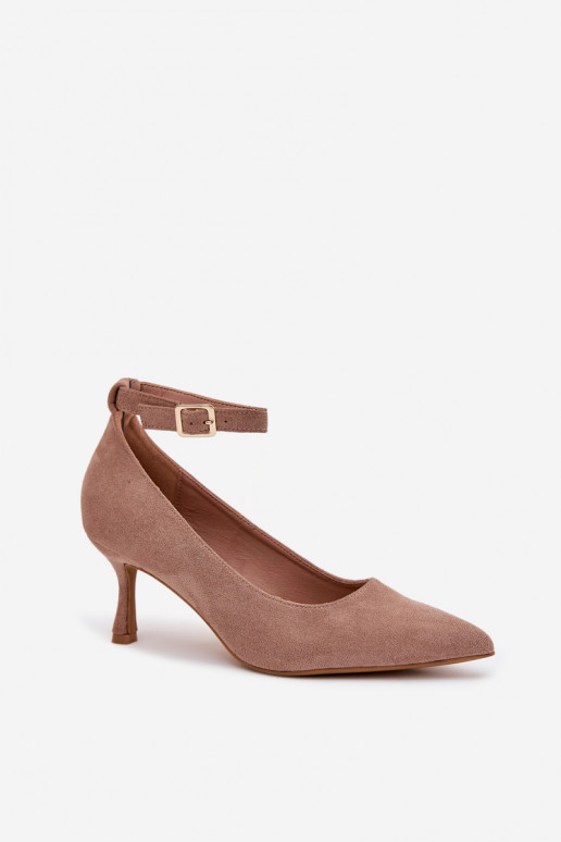 Szpilki CzółenkawithEko Zamszu Ciemnobeżowe Devoria