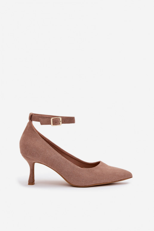 Szpilki CzółenkawithEko Zamszu Ciemnobeżowe Devoria