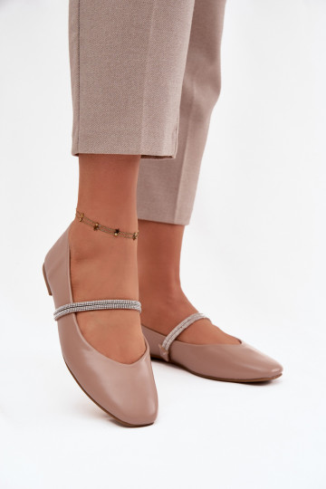 Women's Ballerinas With Shiny Straps Dark Beige Ilirene
