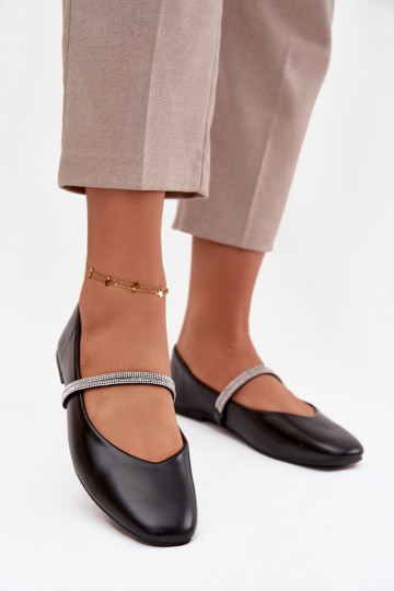 Women's Ballerinas With Shiny Straps Black Ilirene