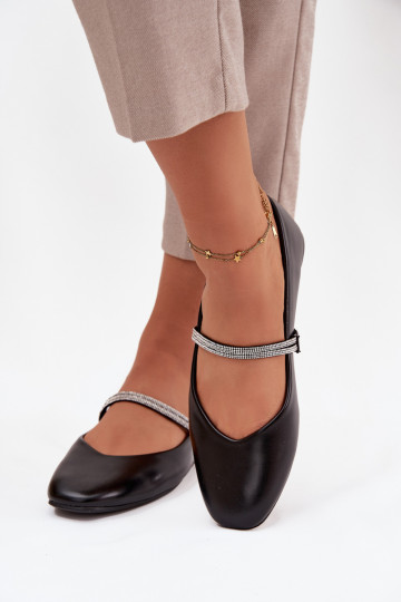 Women's Ballerinas With Shiny Straps Black Ilirene 2