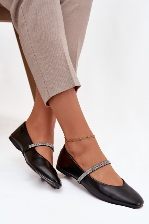 Women's Ballerinas With Shiny Straps Black Ilirene